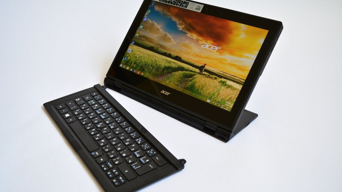 Convertible laptop in tent mode, one of the best 2 in 1 laptops of 2026