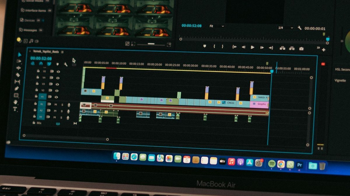 Video editing timeline on a laptop, best laptops for video editing 2026