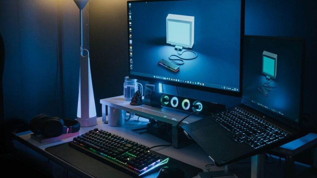 best monitor light bars 2026 dark desk setup for late-night work