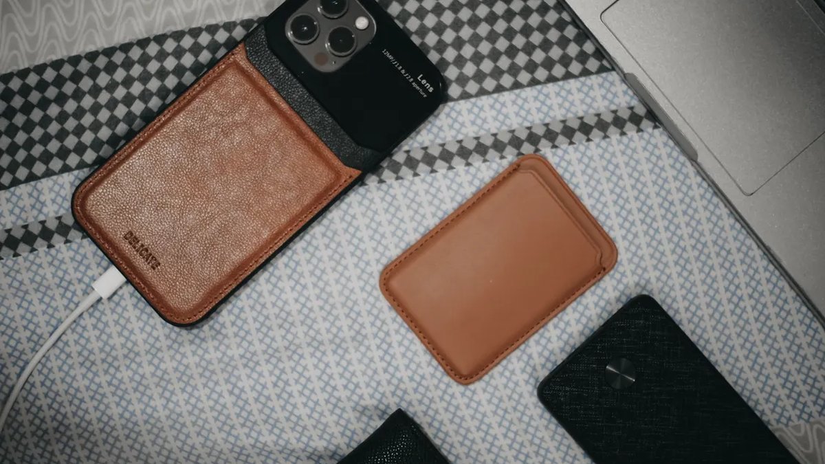 Leather MagSafe wallet close-up, best MagSafe wallet for iPhone