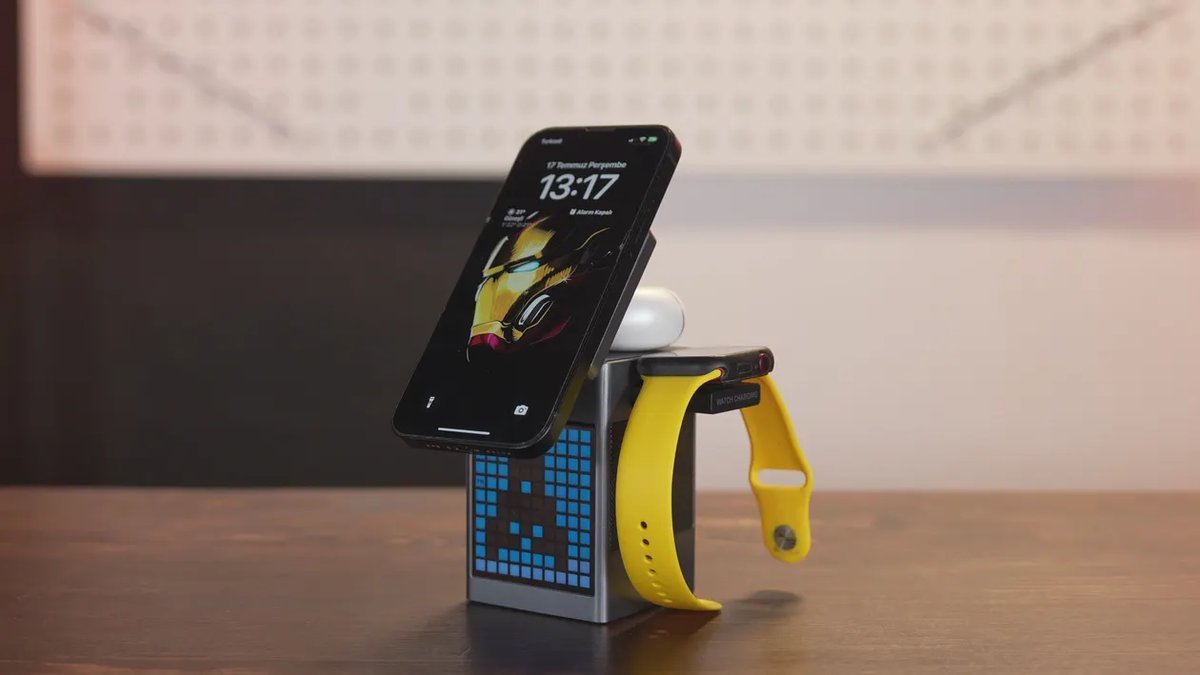 3-in-1 wireless charging station for phone watch and earbuds