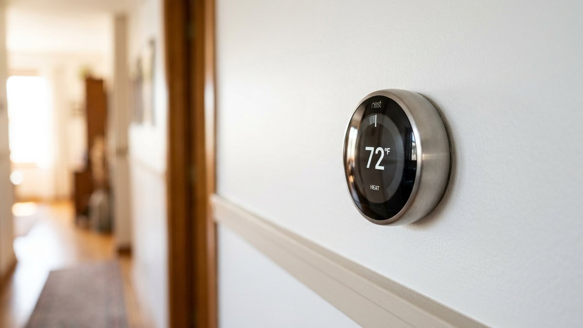 person adjusting best smart thermostat 2026 at home