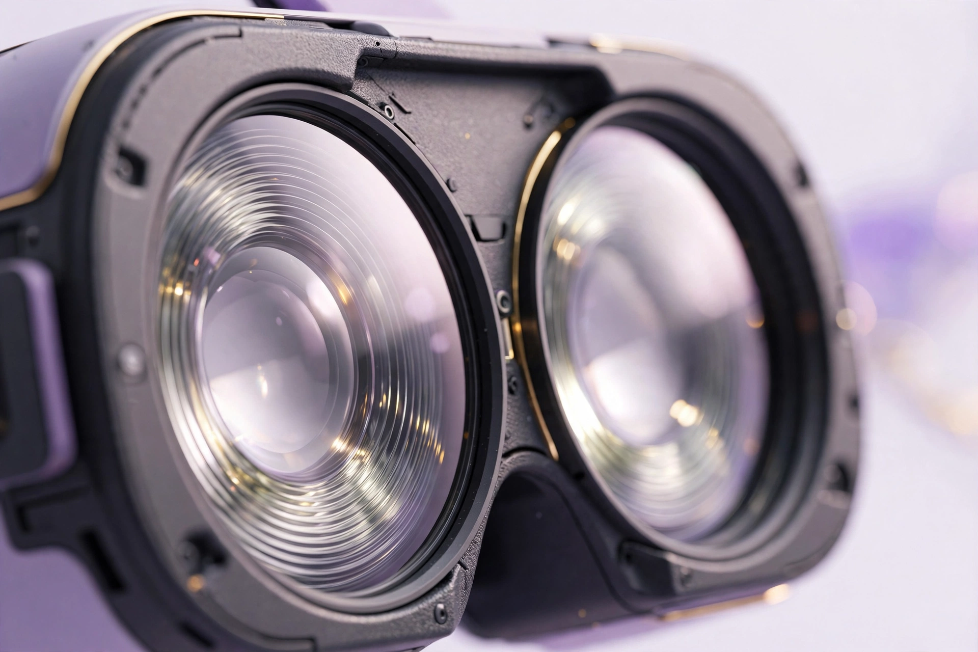 Close-up of VR headset lenses